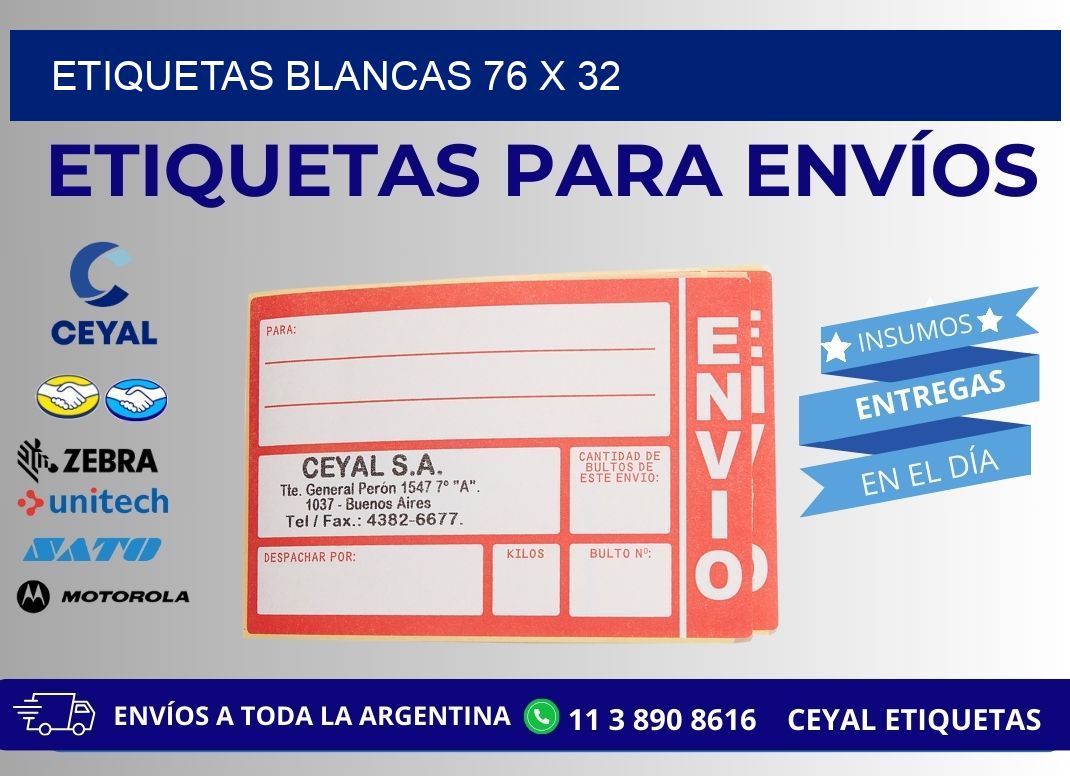 ETIQUETAS BLANCAS 76 x 32