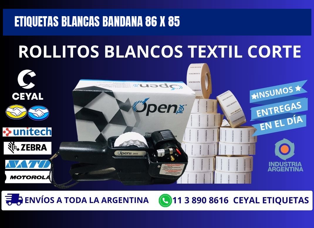 ETIQUETAS BLANCAS BANDANA 86 x 85