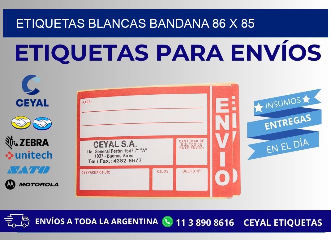 ETIQUETAS BLANCAS BANDANA 86 x 85