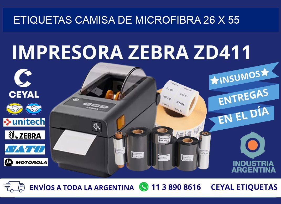 ETIQUETAS CAMISA DE MICROFIBRA 26 x 55