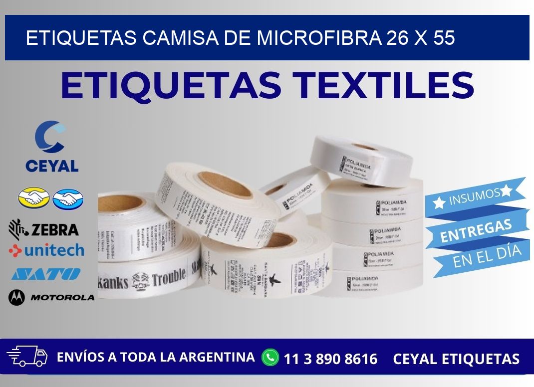 ETIQUETAS CAMISA DE MICROFIBRA 26 x 55