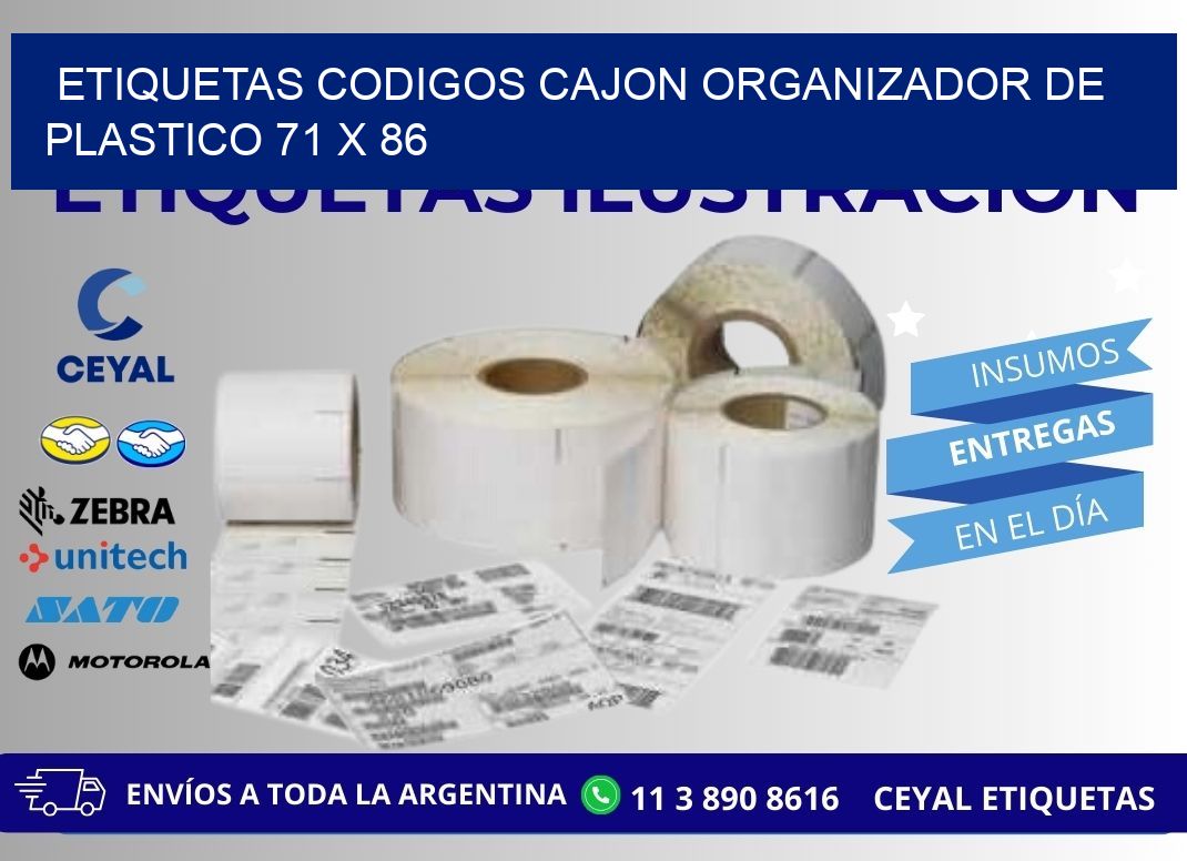 ETIQUETAS CODIGOS CAJON ORGANIZADOR DE PLASTICO 71 x 86