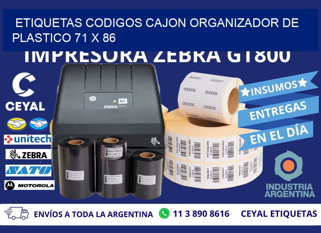 ETIQUETAS CODIGOS CAJON ORGANIZADOR DE PLASTICO 71 x 86