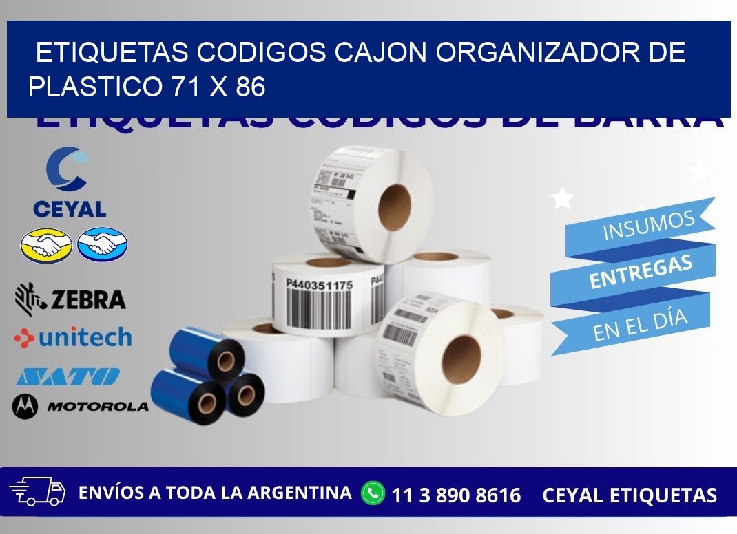 ETIQUETAS CODIGOS CAJON ORGANIZADOR DE PLASTICO 71 x 86