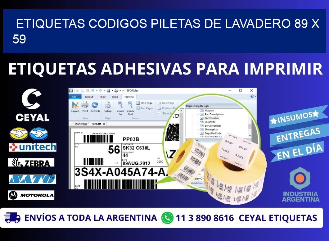 ETIQUETAS CODIGOS PILETAS DE LAVADERO 89 x 59