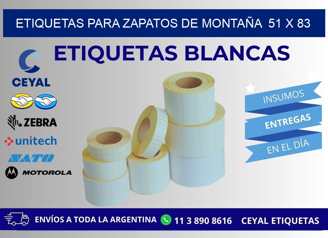 ETIQUETAS PARA ZAPATOS DE MONTAÑA  51 x 83