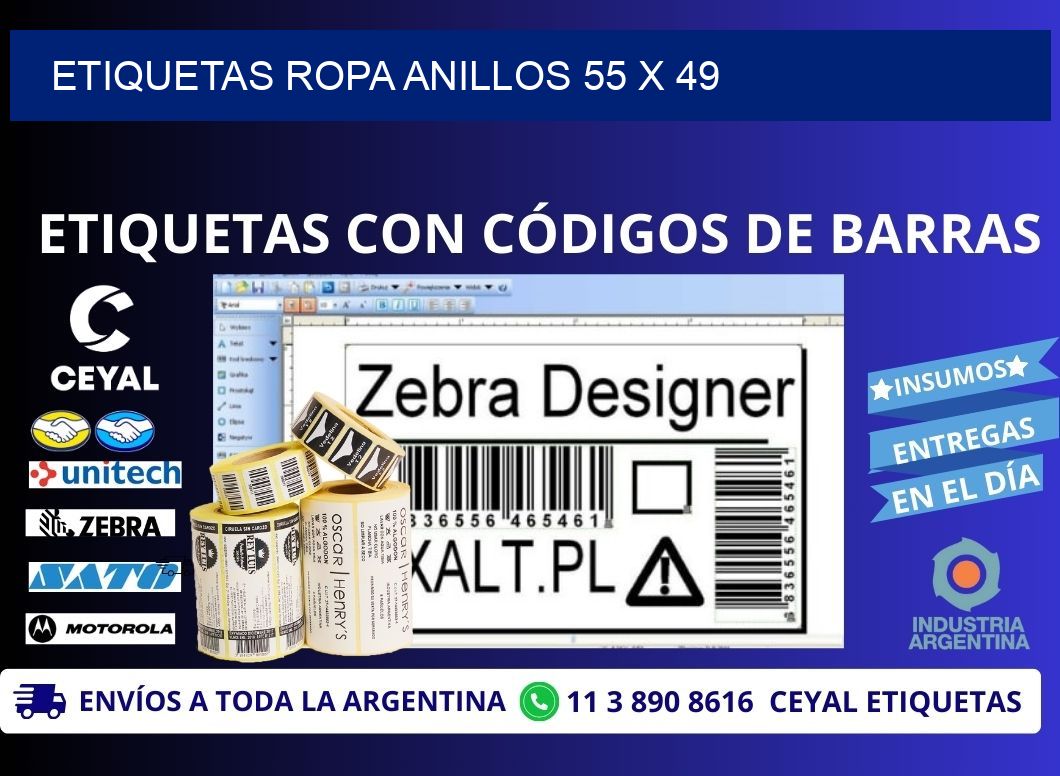 ETIQUETAS ROPA ANILLOS 55 x 49