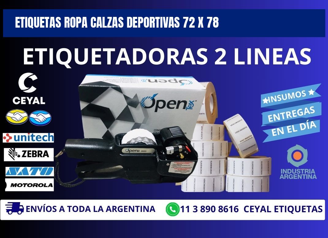 ETIQUETAS ROPA CALZAS DEPORTIVAS 72 x 78