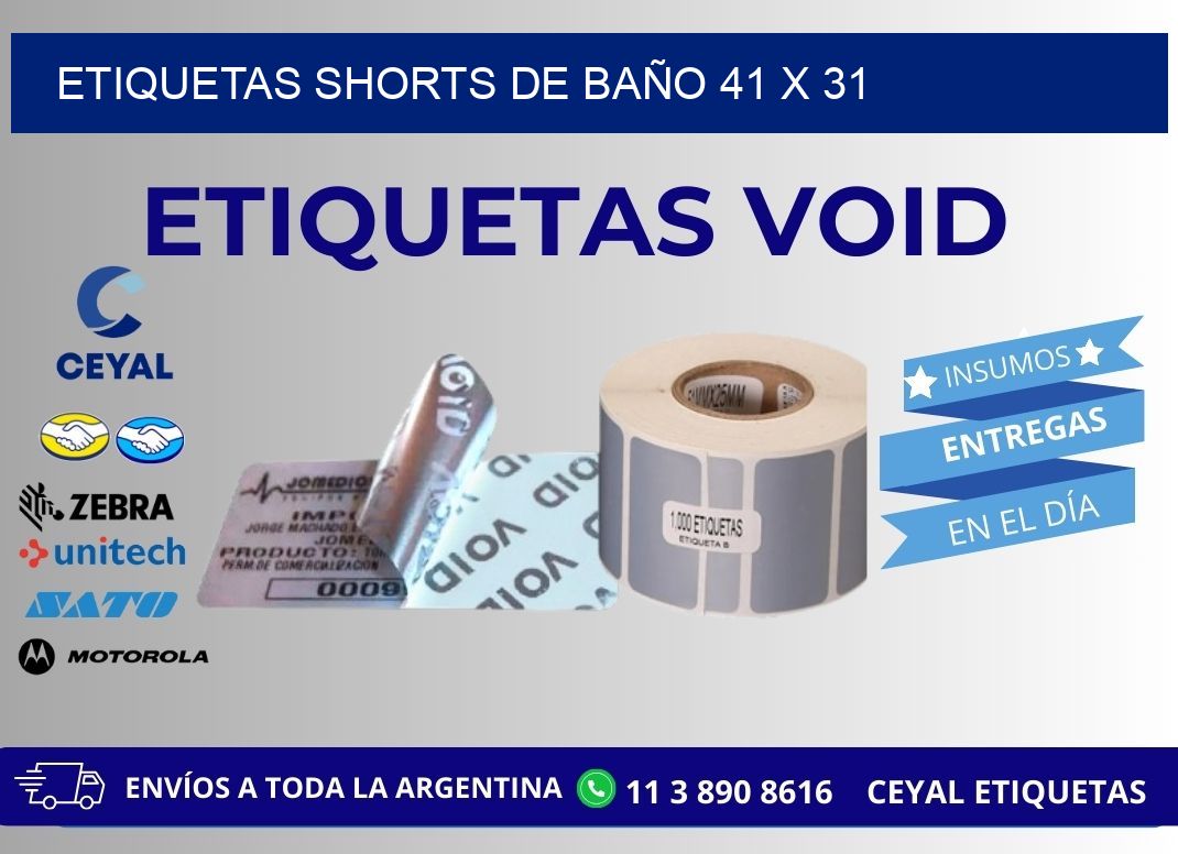 ETIQUETAS SHORTS DE BAÑO 41 x 31