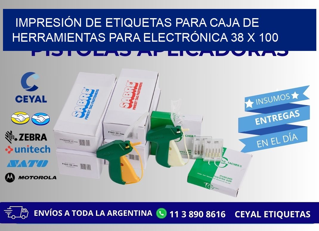 IMPRESIÓN DE ETIQUETAS PARA CAJA DE HERRAMIENTAS PARA ELECTRÓNICA 38 x 100