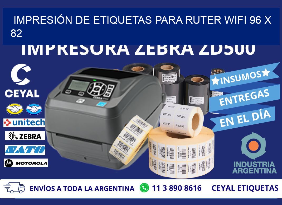 IMPRESIÓN DE ETIQUETAS PARA RUTER WIFI 96 x 82