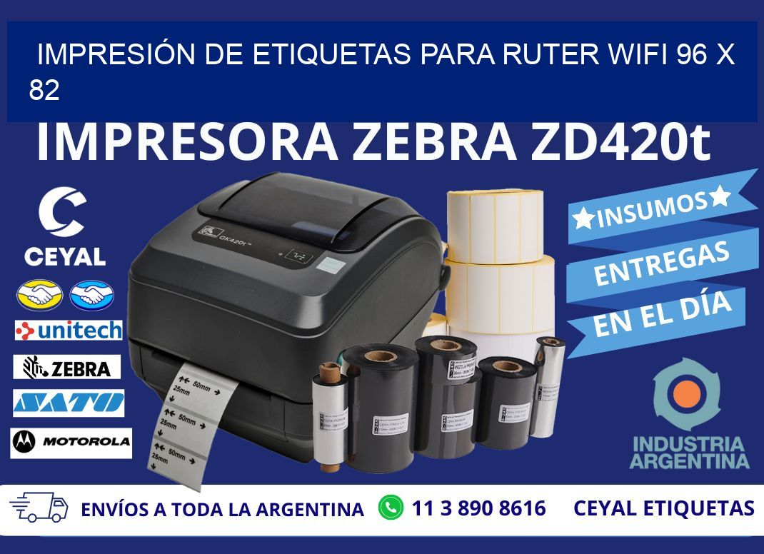 IMPRESIÓN DE ETIQUETAS PARA RUTER WIFI 96 x 82