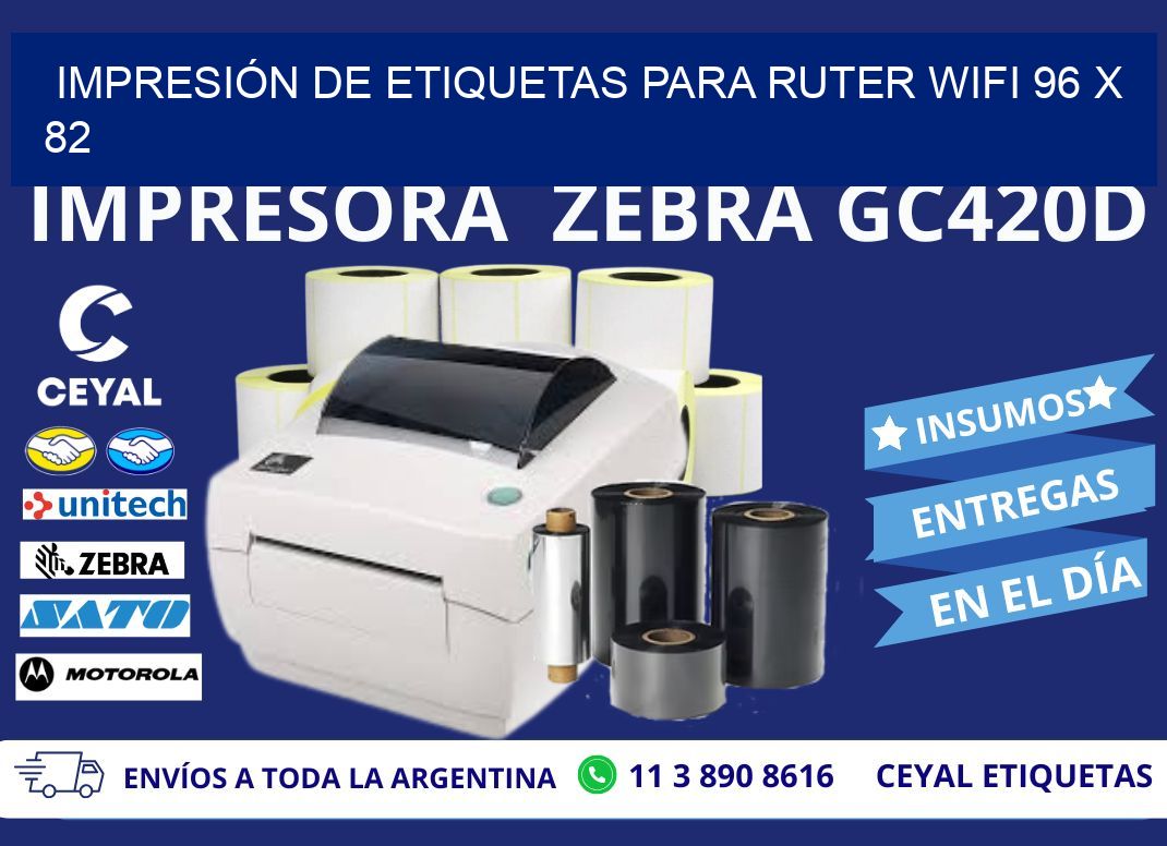 IMPRESIÓN DE ETIQUETAS PARA RUTER WIFI 96 x 82