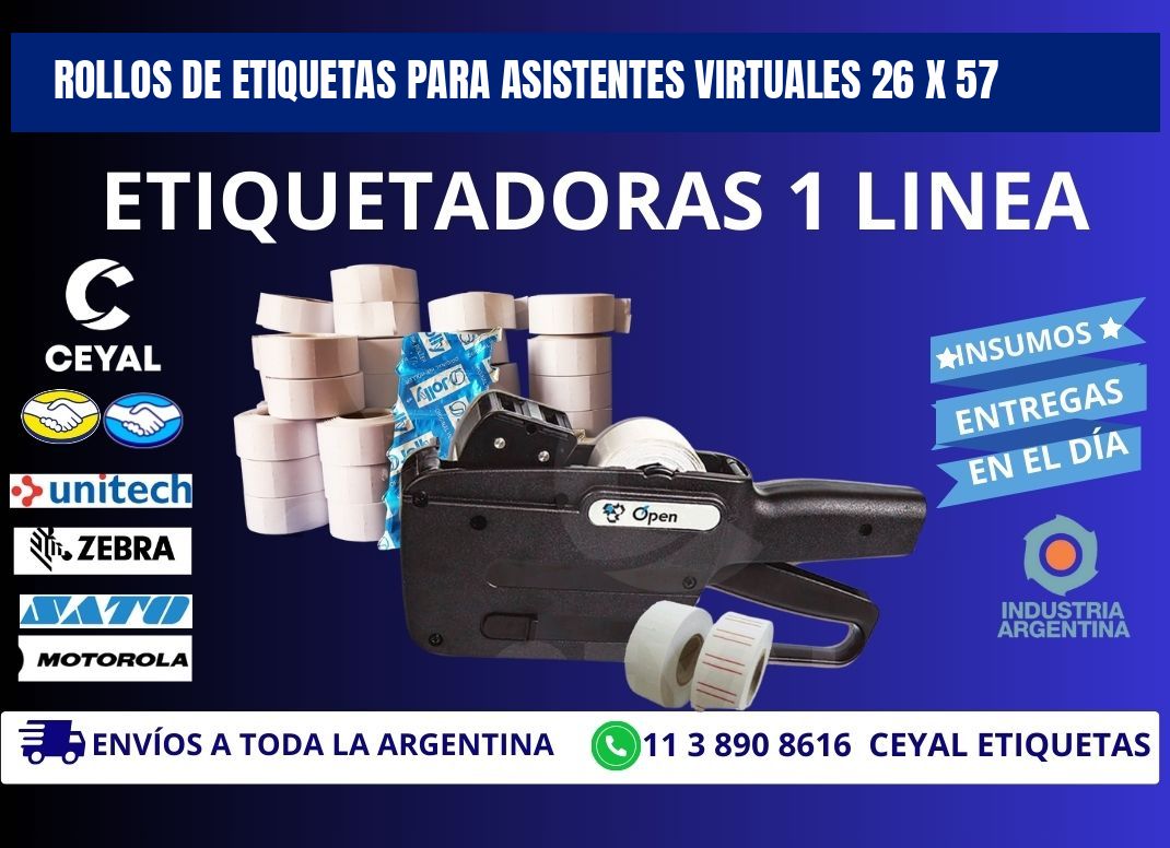 ROLLOS DE ETIQUETAS PARA ASISTENTES VIRTUALES 26 x 57