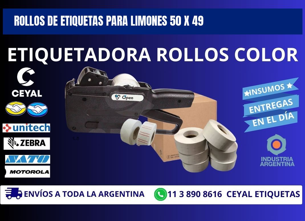 ROLLOS DE ETIQUETAS PARA LIMONES 50 x 49