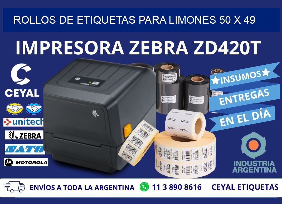 ROLLOS DE ETIQUETAS PARA LIMONES 50 x 49