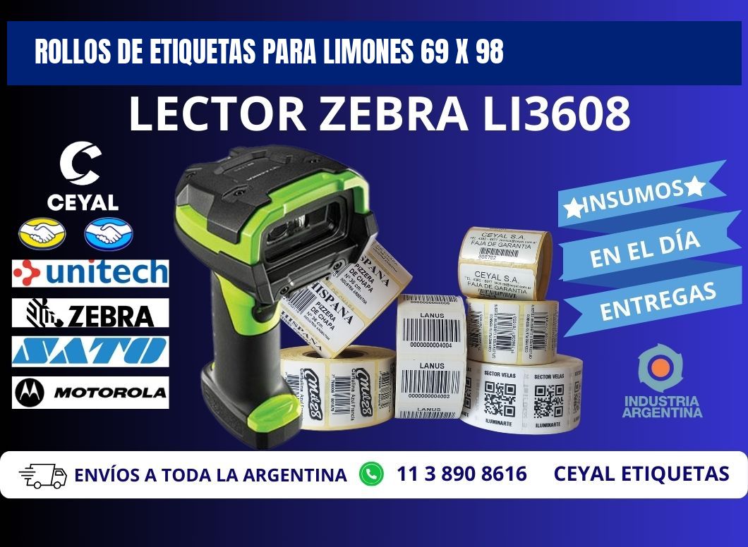 ROLLOS DE ETIQUETAS PARA LIMONES 69 x 98