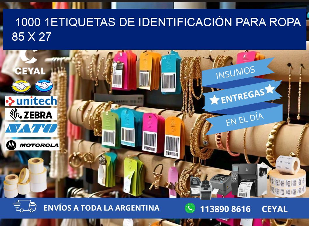 1000 1ETIQUETAS DE IDENTIFICACIÓN PARA ROPA 85 x 27