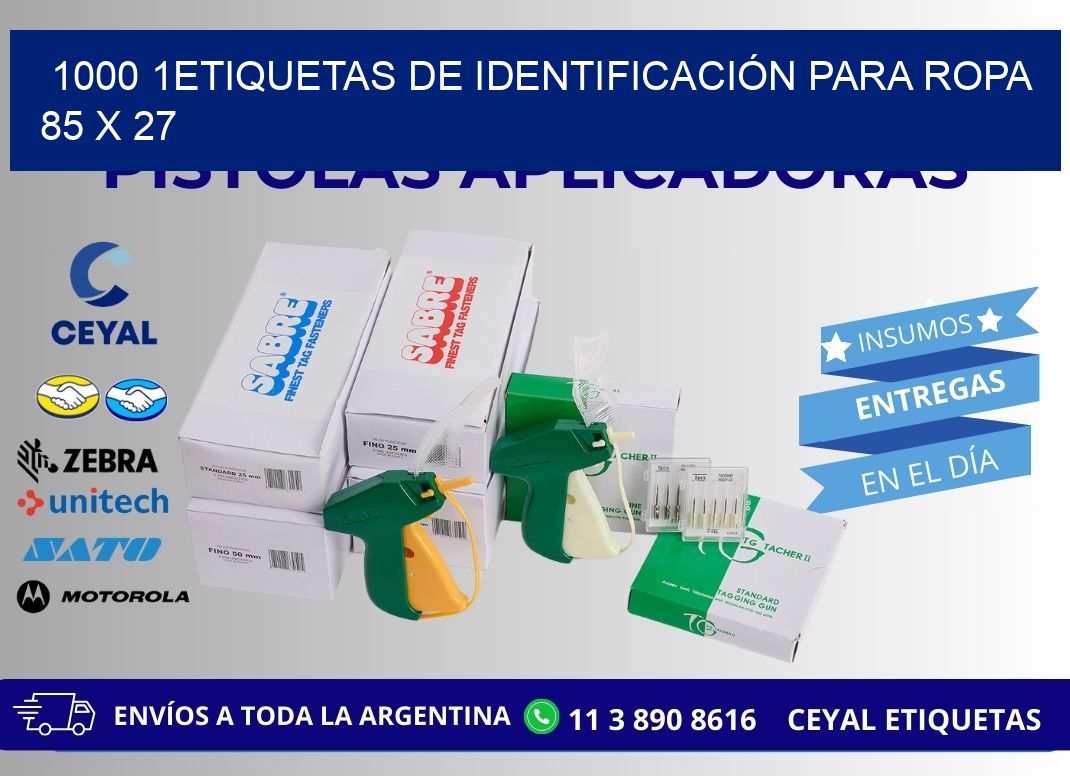 1000 1ETIQUETAS DE IDENTIFICACIÓN PARA ROPA 85 x 27