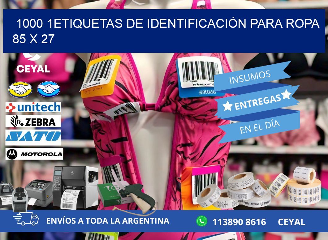 1000 1ETIQUETAS DE IDENTIFICACIÓN PARA ROPA 85 x 27