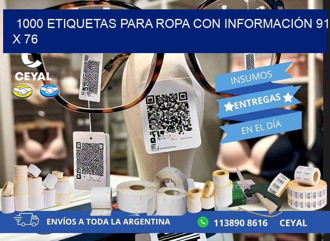 1000 ETIQUETAS PARA ROPA CON INFORMACIÓN 91 x 76