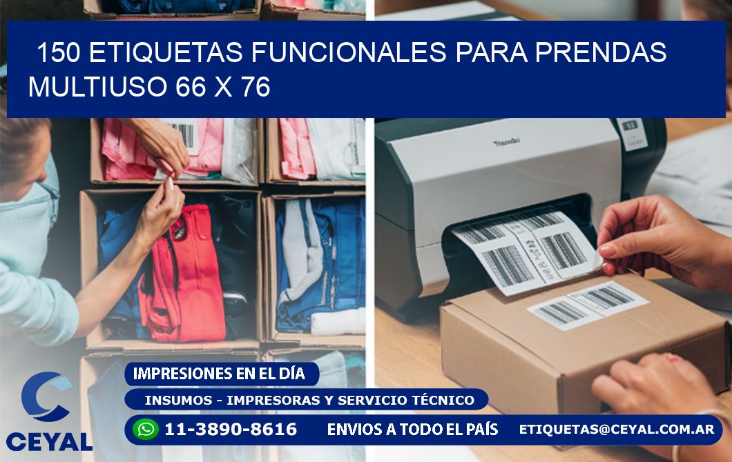 150 ETIQUETAS FUNCIONALES PARA PRENDAS MULTIUSO 66 x 76