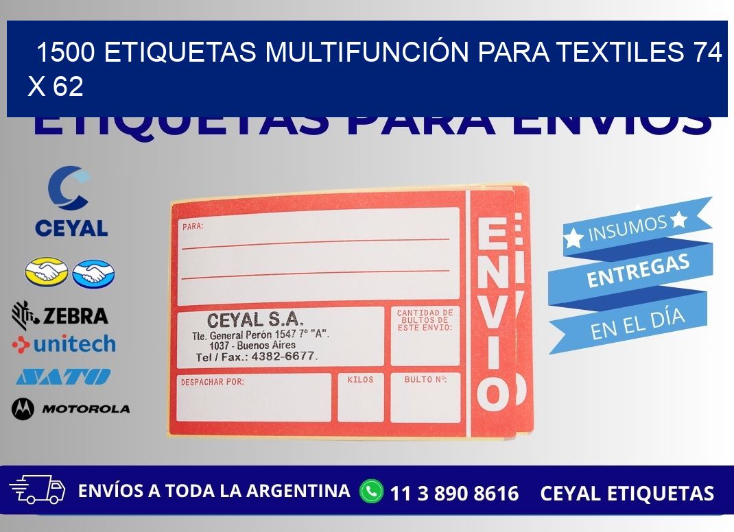 1500 ETIQUETAS MULTIFUNCIÓN PARA TEXTILES 74 x 62