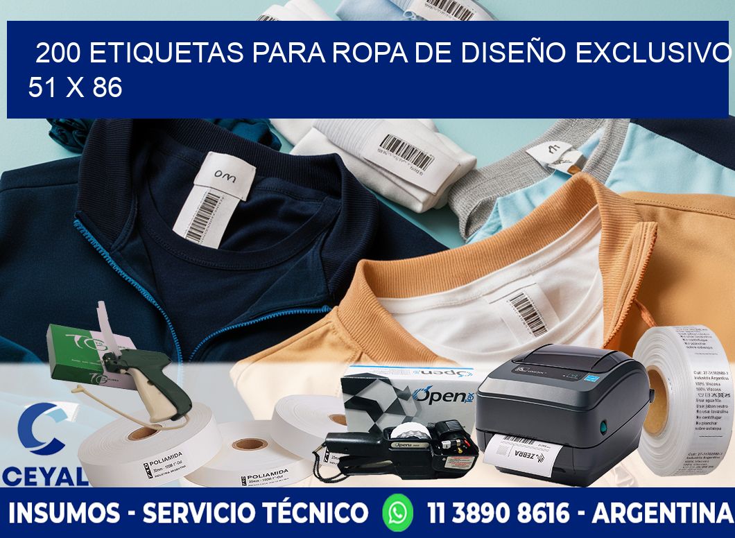 200 ETIQUETAS PARA ROPA DE DISEÑO EXCLUSIVO 51 x 86