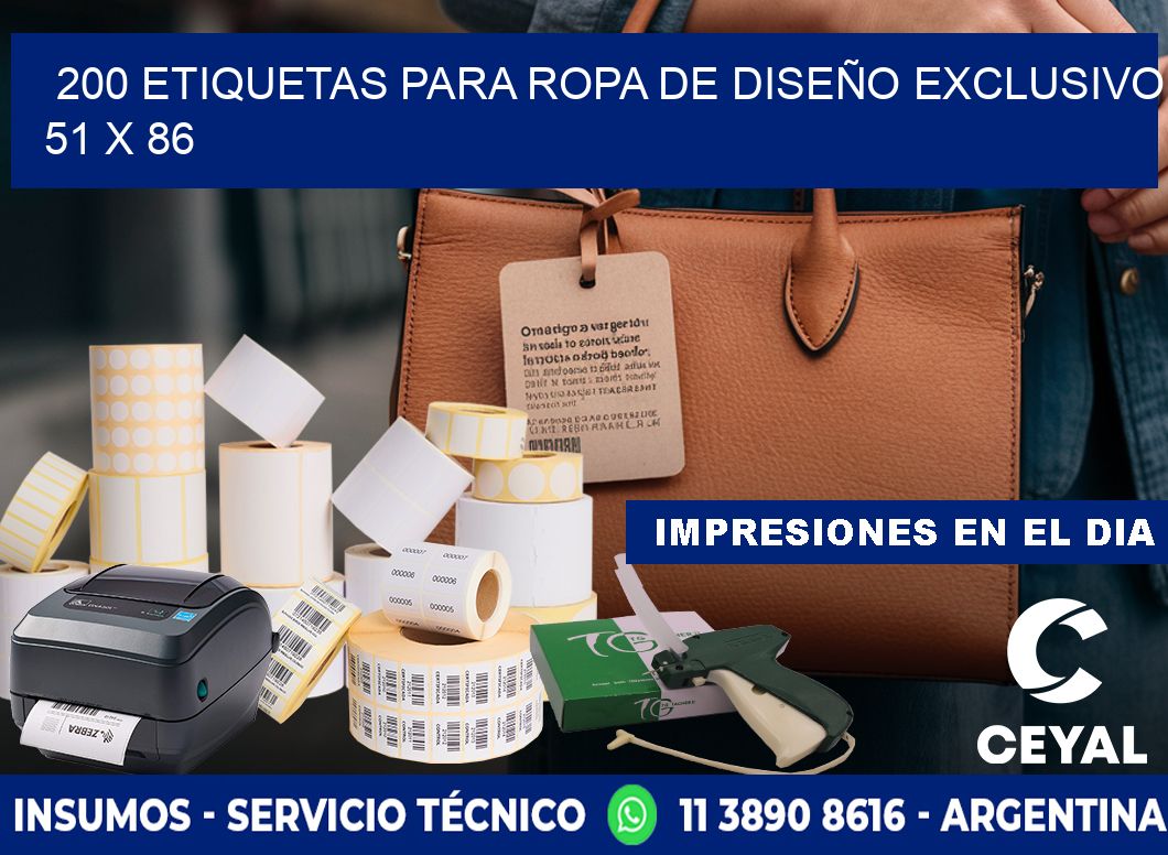 200 ETIQUETAS PARA ROPA DE DISEÑO EXCLUSIVO 51 x 86