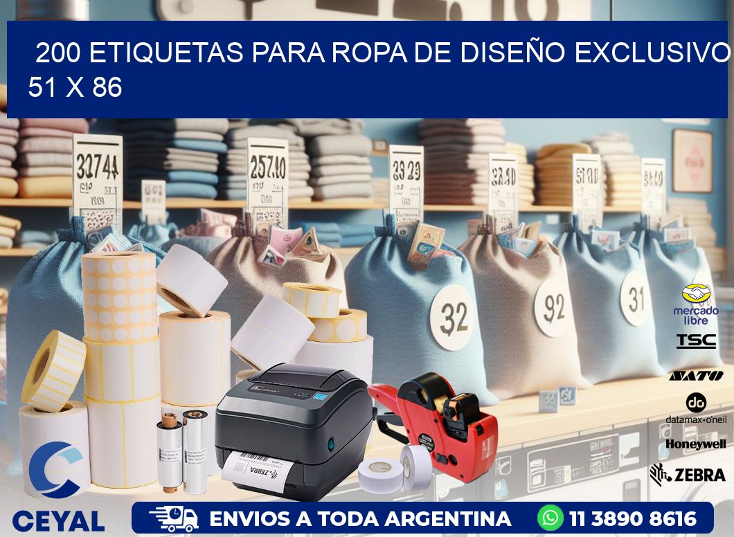 200 ETIQUETAS PARA ROPA DE DISEÑO EXCLUSIVO 51 x 86