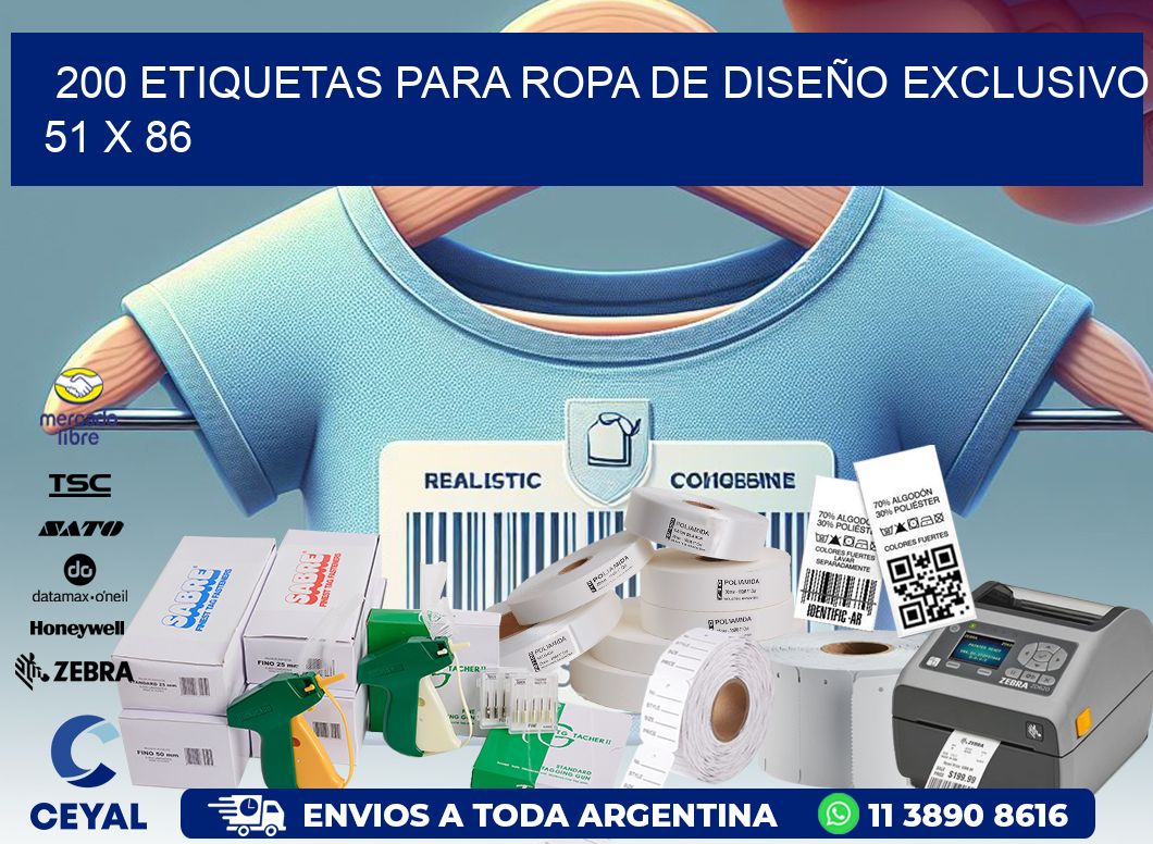 200 ETIQUETAS PARA ROPA DE DISEÑO EXCLUSIVO 51 x 86