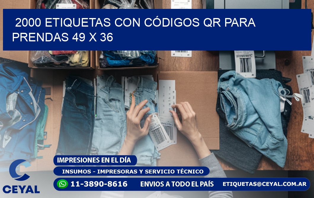 2000 ETIQUETAS CON CÓDIGOS QR PARA PRENDAS 49 x 36