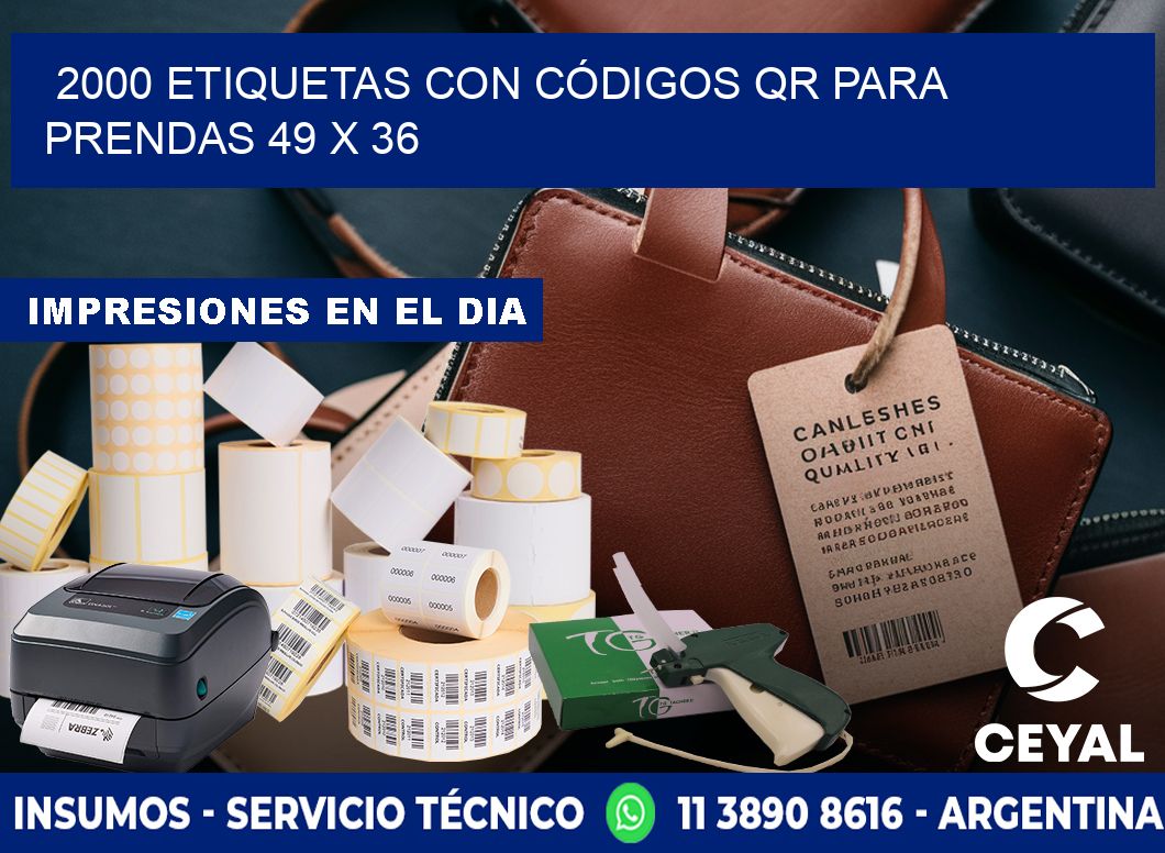 2000 ETIQUETAS CON CÓDIGOS QR PARA PRENDAS 49 x 36