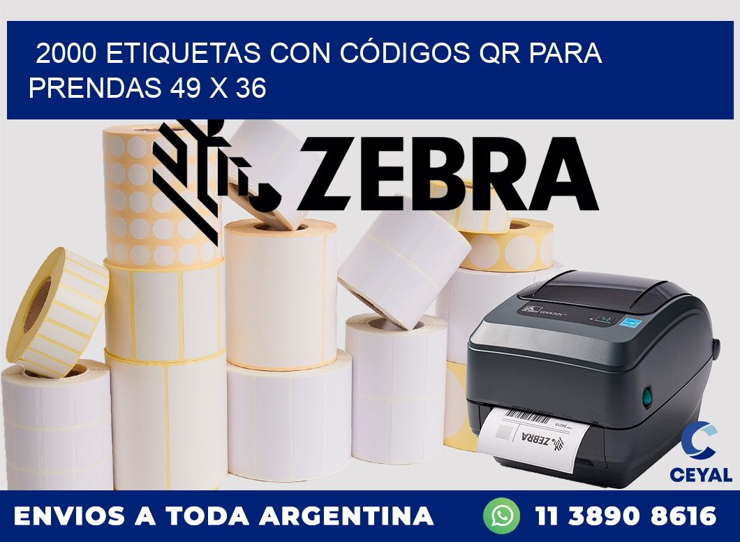 2000 ETIQUETAS CON CÓDIGOS QR PARA PRENDAS 49 x 36