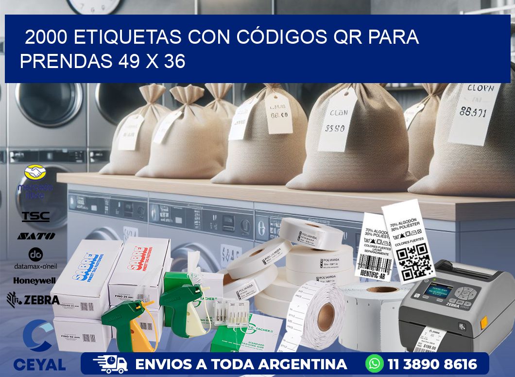 2000 ETIQUETAS CON CÓDIGOS QR PARA PRENDAS 49 x 36