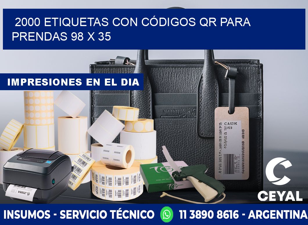 2000 ETIQUETAS CON CÓDIGOS QR PARA PRENDAS 98 x 35