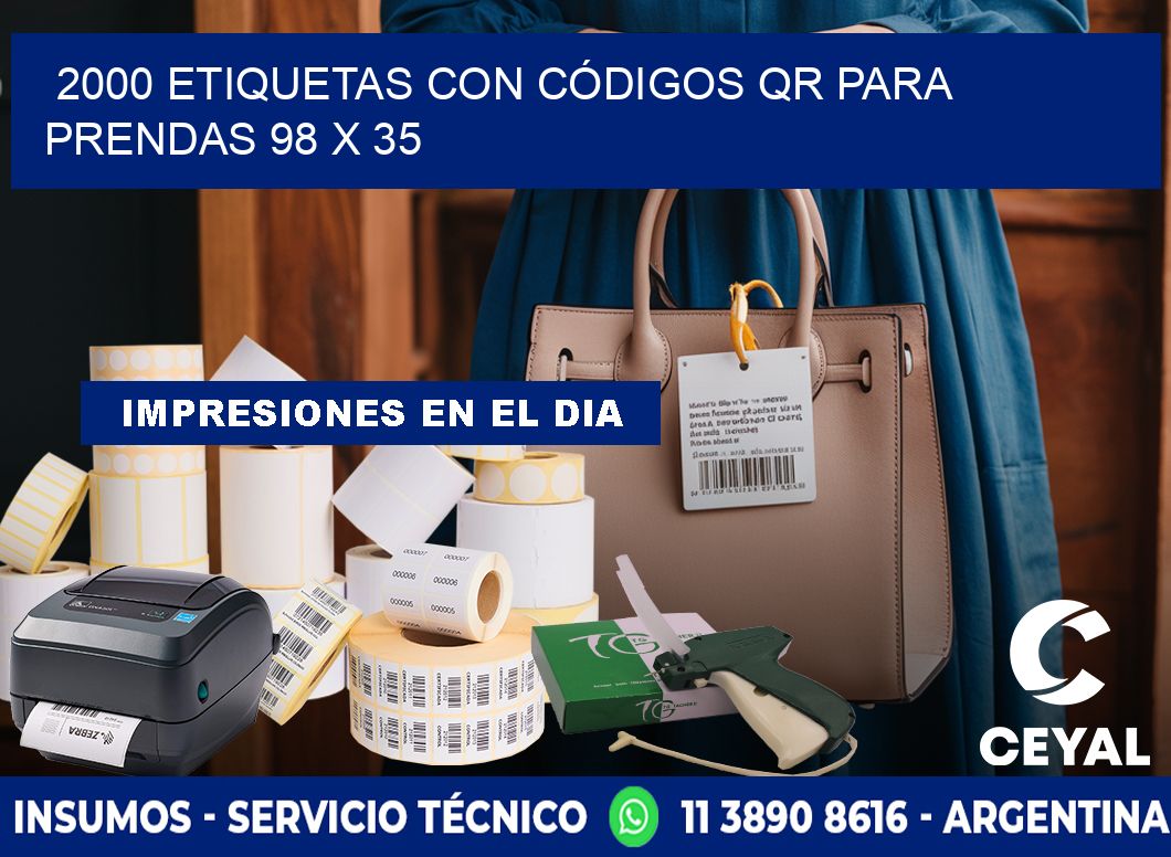 2000 ETIQUETAS CON CÓDIGOS QR PARA PRENDAS 98 x 35