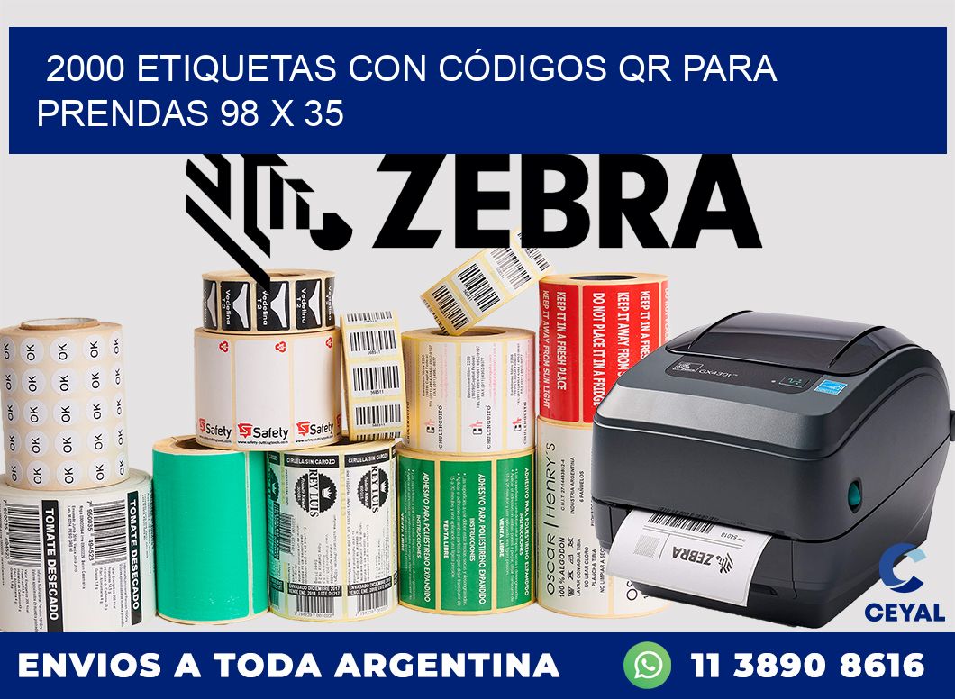 2000 ETIQUETAS CON CÓDIGOS QR PARA PRENDAS 98 x 35