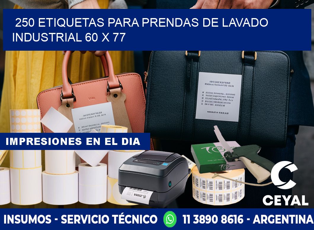 250 ETIQUETAS PARA PRENDAS DE LAVADO INDUSTRIAL 60 x 77