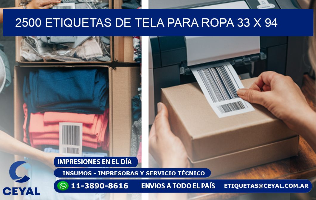 2500 ETIQUETAS DE TELA PARA ROPA 33 x 94