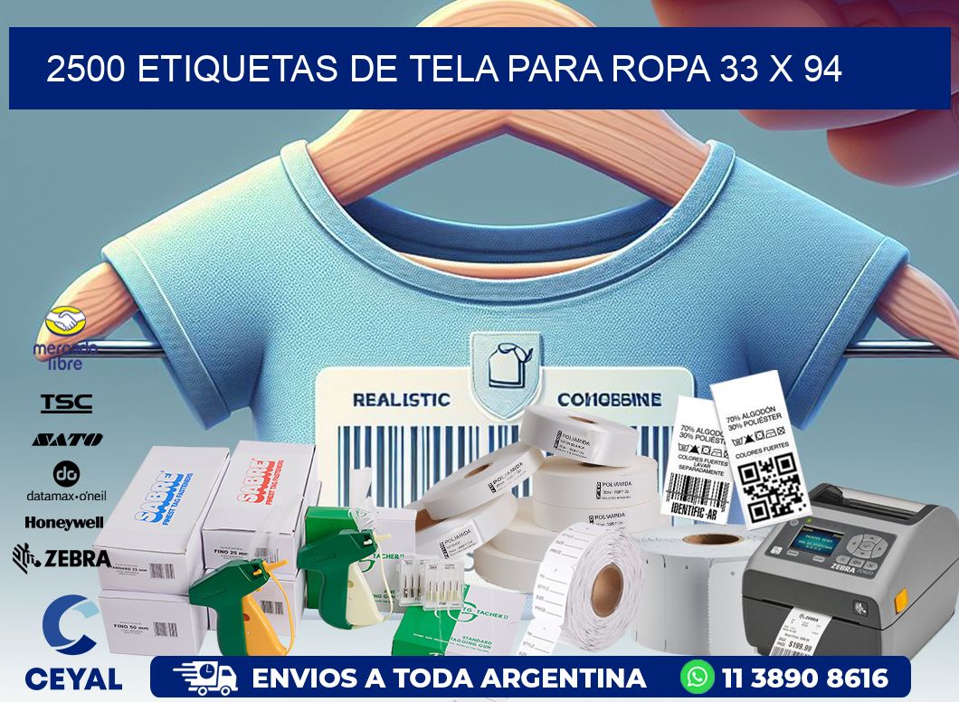 2500 ETIQUETAS DE TELA PARA ROPA 33 x 94