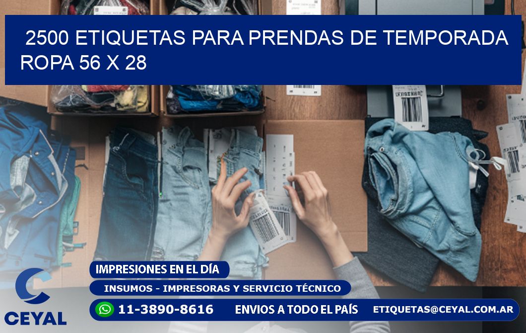 2500 ETIQUETAS PARA PRENDAS DE TEMPORADA ROPA 56 x 28