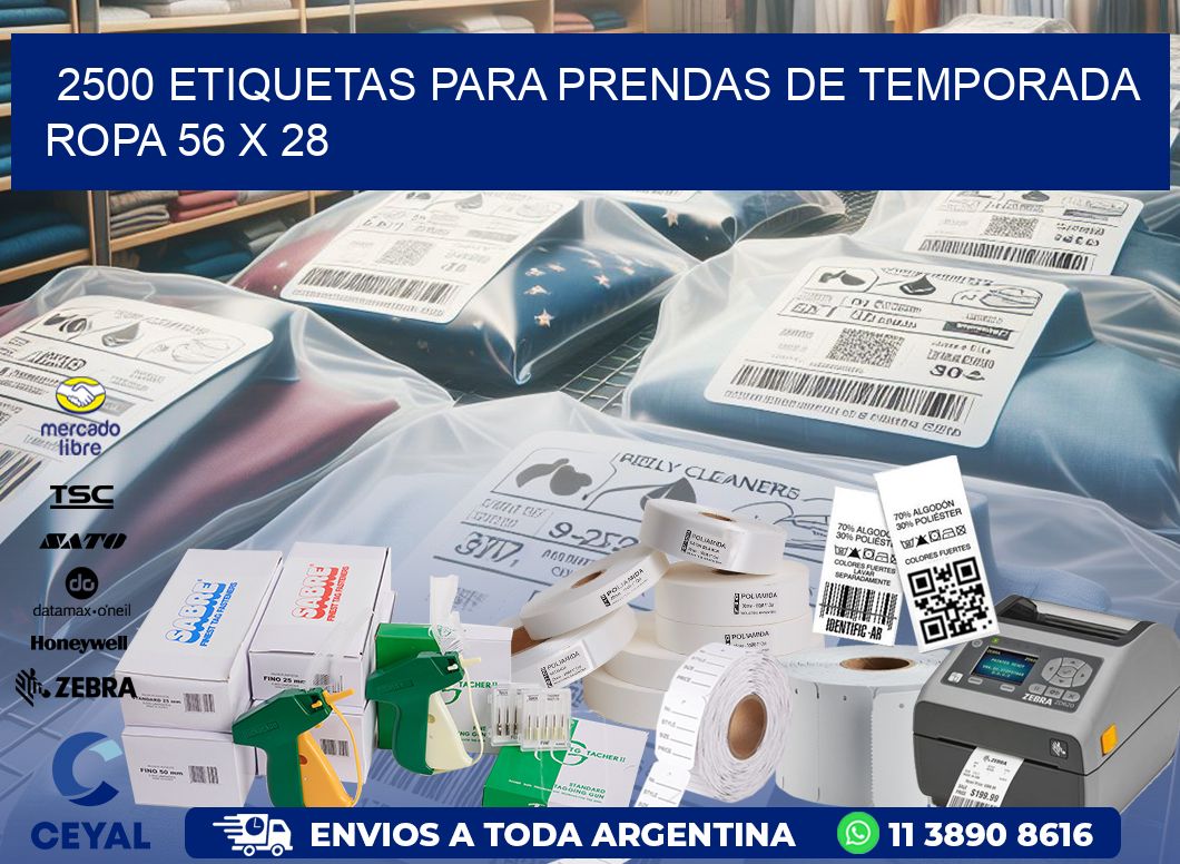 2500 ETIQUETAS PARA PRENDAS DE TEMPORADA ROPA 56 x 28