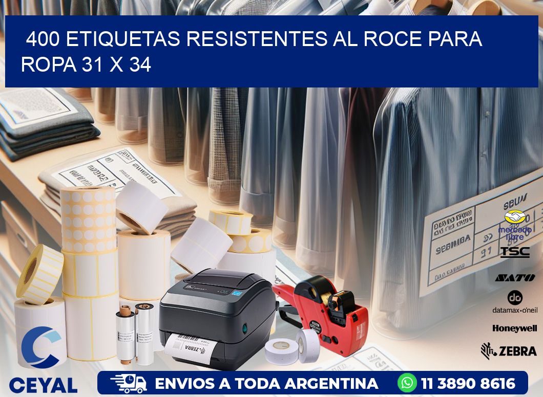 400 ETIQUETAS RESISTENTES AL ROCE PARA ROPA 31 x 34