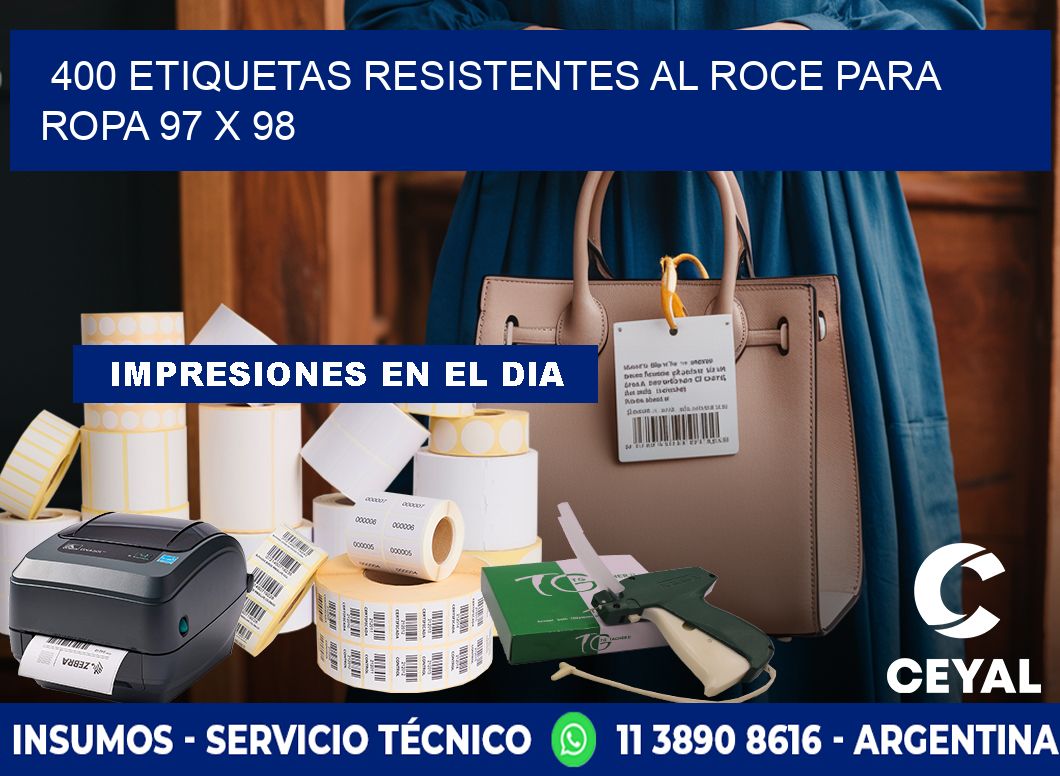 400 ETIQUETAS RESISTENTES AL ROCE PARA ROPA 97 x 98