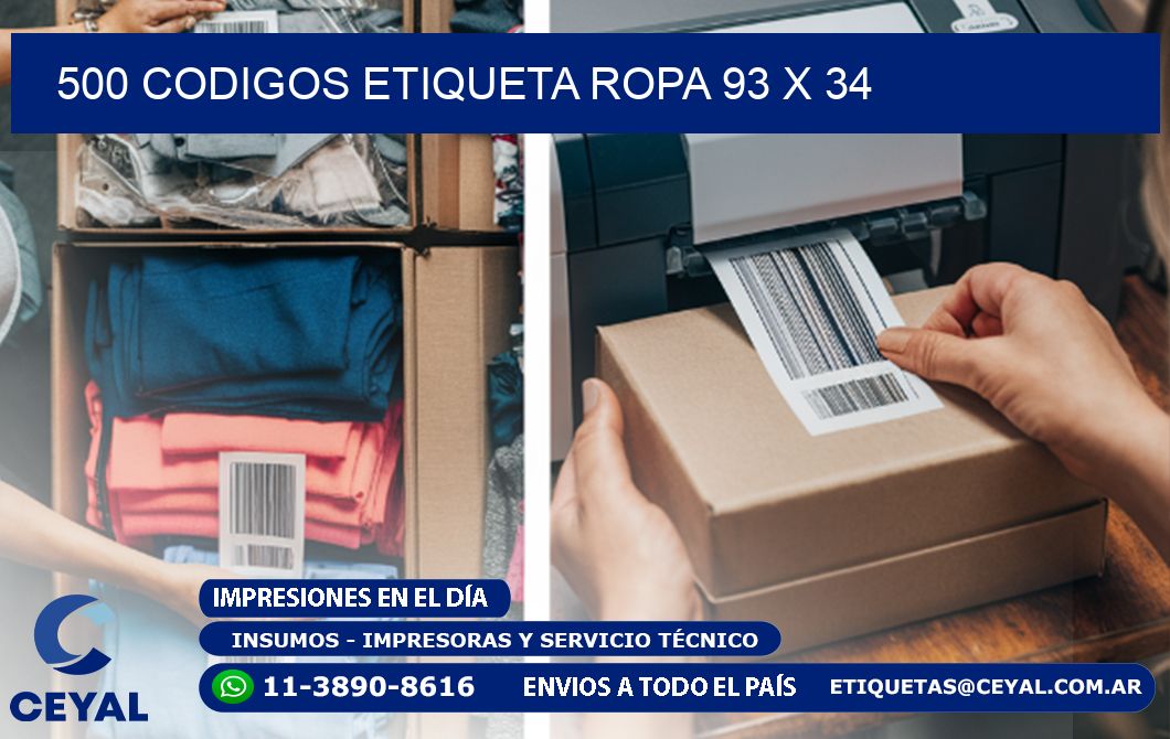 500 CODIGOS ETIQUETA ROPA 93 x 34