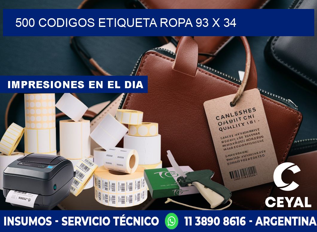 500 CODIGOS ETIQUETA ROPA 93 x 34