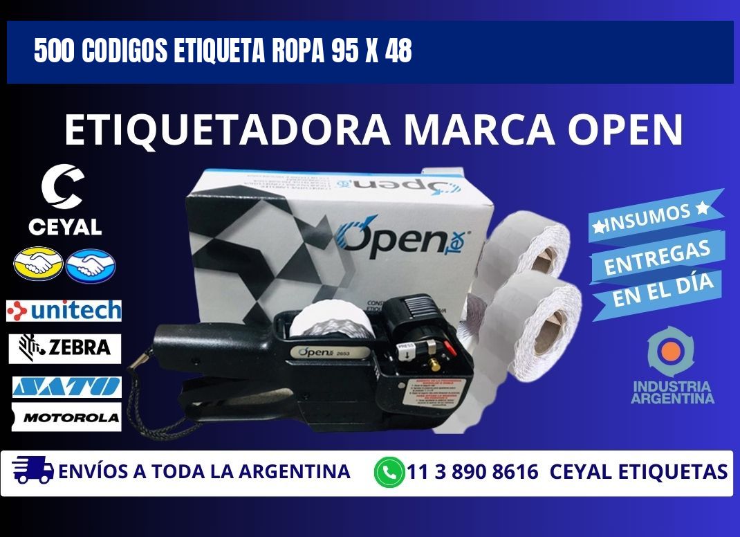 500 CODIGOS ETIQUETA ROPA 95 x 48