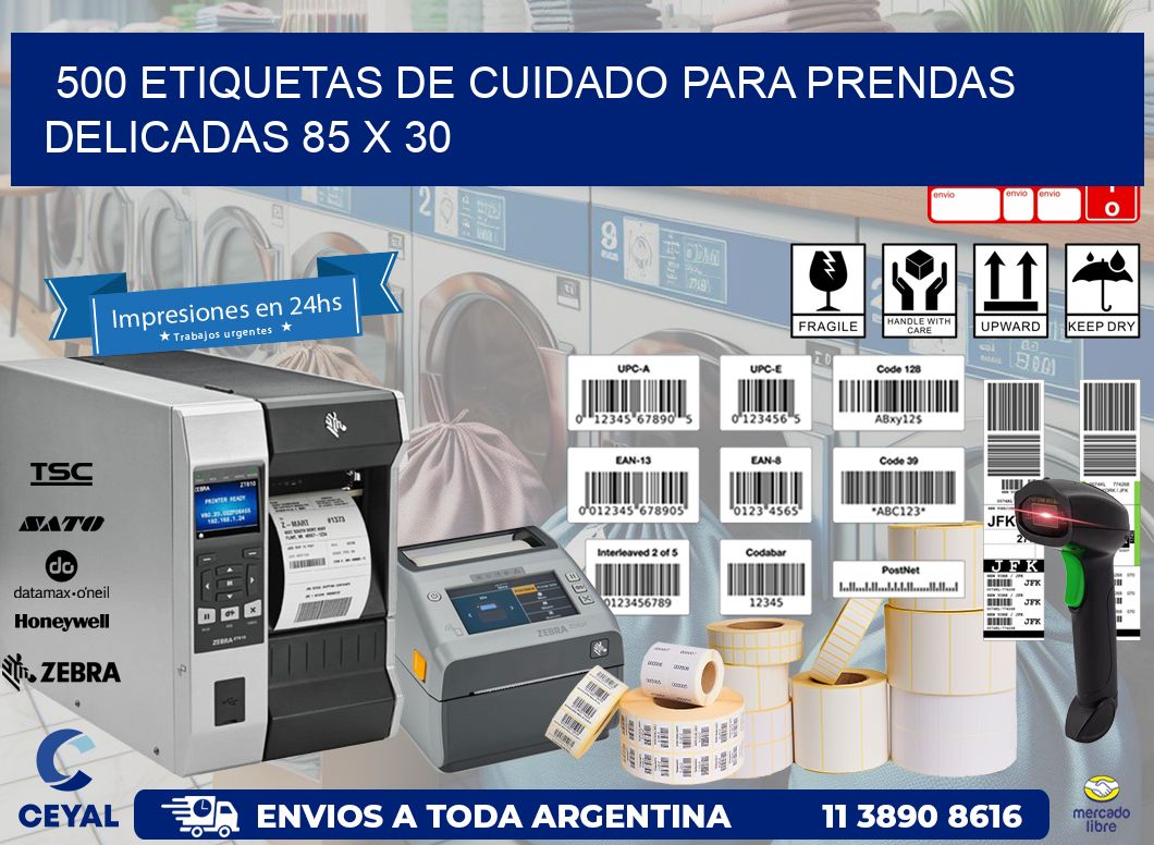 500 ETIQUETAS DE CUIDADO PARA PRENDAS DELICADAS 85 x 30