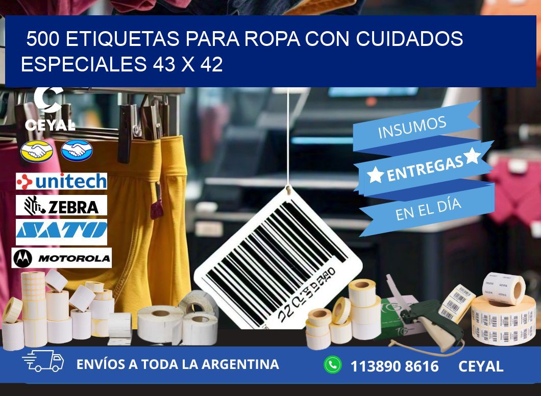 500 ETIQUETAS PARA ROPA CON CUIDADOS ESPECIALES 43 x 42